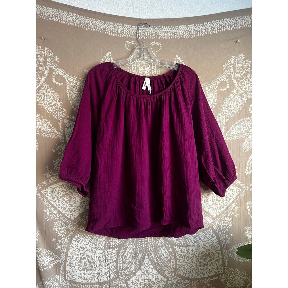 NWT Pact Organic Cotton Coastal Double Gauze Scoop Neck Top in Magenta